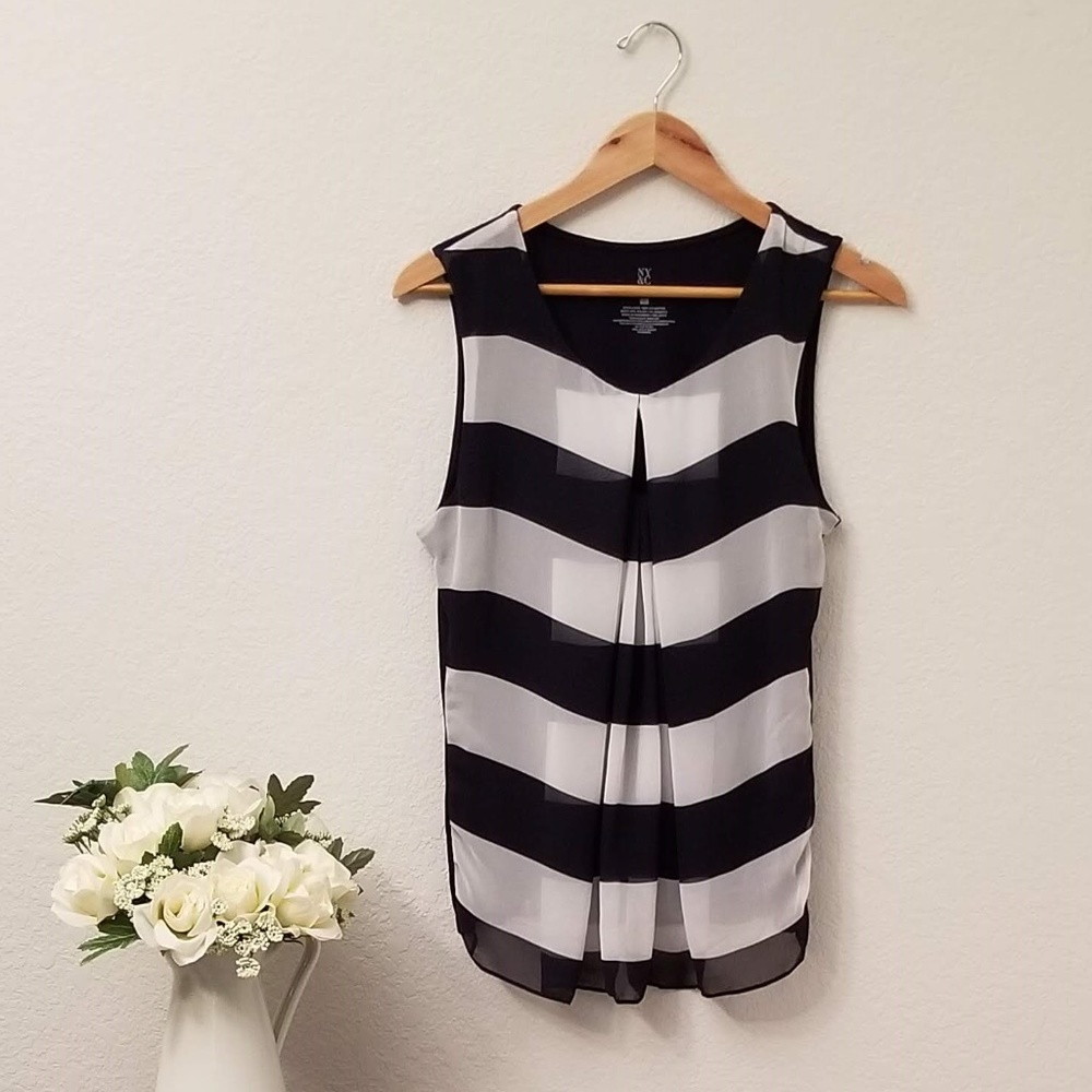 Striped Chiffon Front Top
